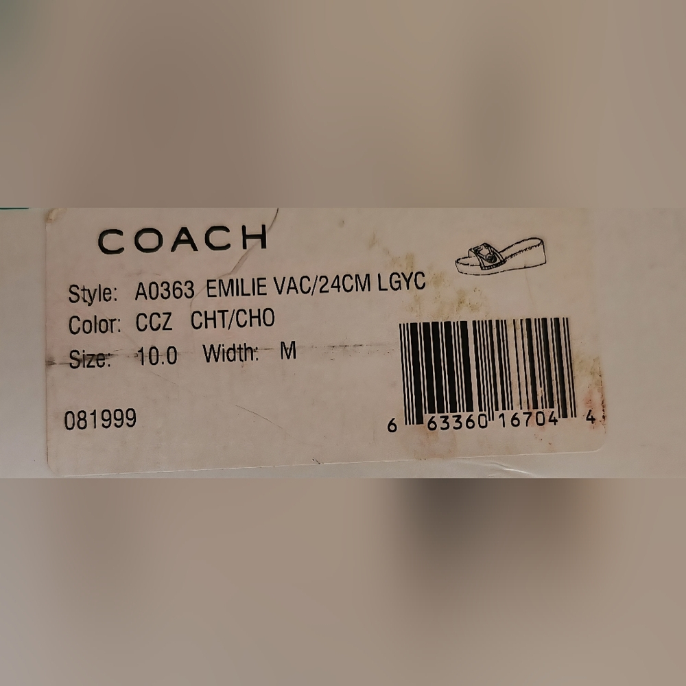 Coach Emilie Dark Brown and Cream Women's Sandals, Size 10 - Picture 4 of 5